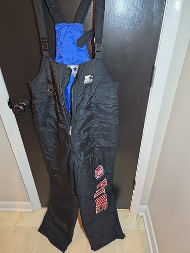 Vintage RARE Starter NBA Detroit Pistons Black Snow Ski Bib Size Large