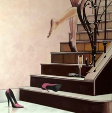 THE STAIRS - Quadro, Olio su tela - oil on canvas - grandi dimensioni cm. 80x80