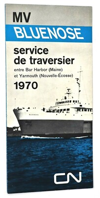 Vintage 1970 MV Bluenose Passagier-Auto Service Preise & Zeitplan Maine Prospekt
