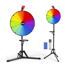 16” Color Prize Wheel, 12 Slots Spinning Wheel with Folding Tripod Floor S