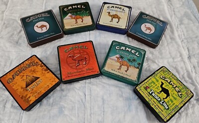 Set of 8 Empty Camel Cigarette Tins 1-Twist 1- Dark Mint and 2 Mandarin  Mint