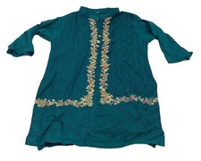 Indian Ethnic Shirt Dress Turquoise Blue With Detailing, See Photos For Sizing