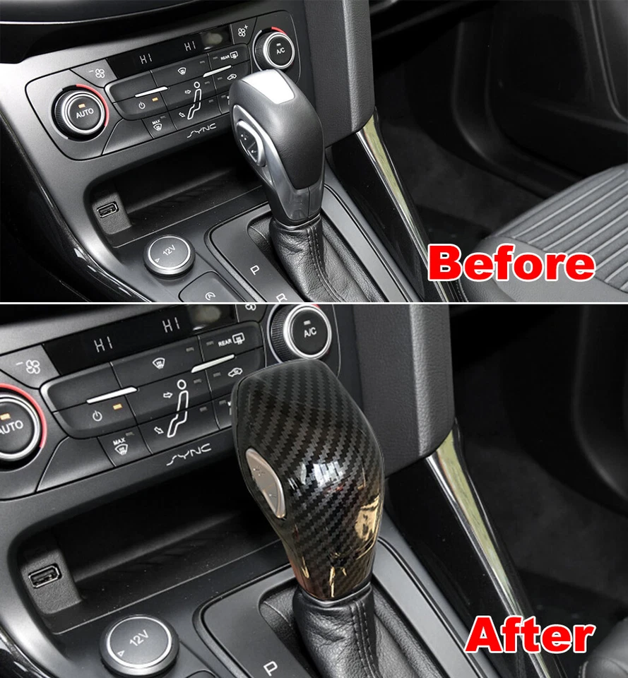 Carbon Fiber Color Inner Gear Shift Knob Cover Trim For Ford focus 2012-2018 AT - image 2 of 4