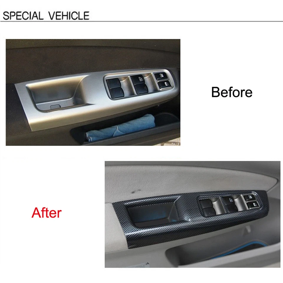 Apoyabrazos de puerta de fibra de carbono ABS para Subaru WRX / WRX STI 08-14 Foto 3 de 4