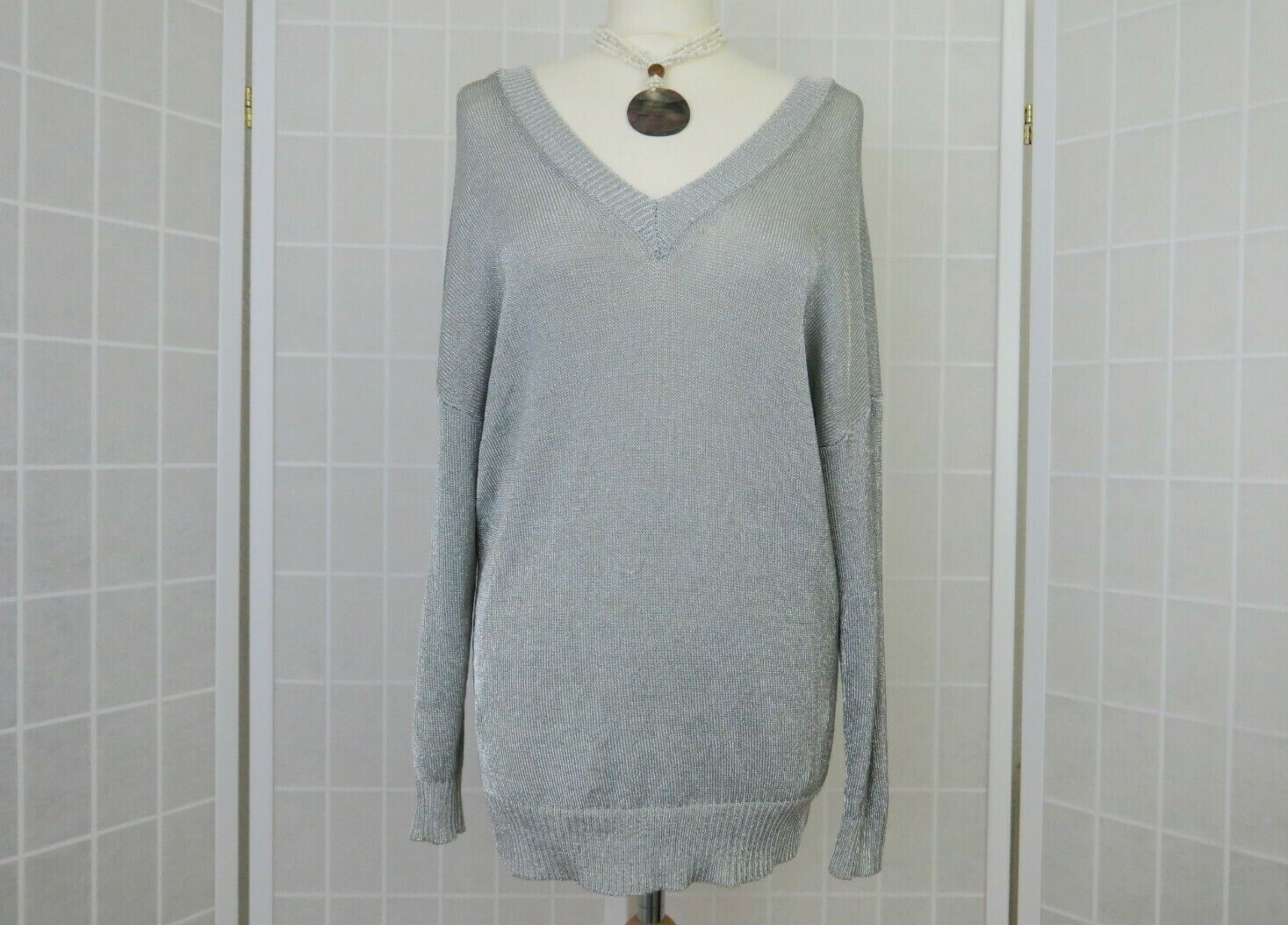 Deep V Neck Oversized Jumper Size 