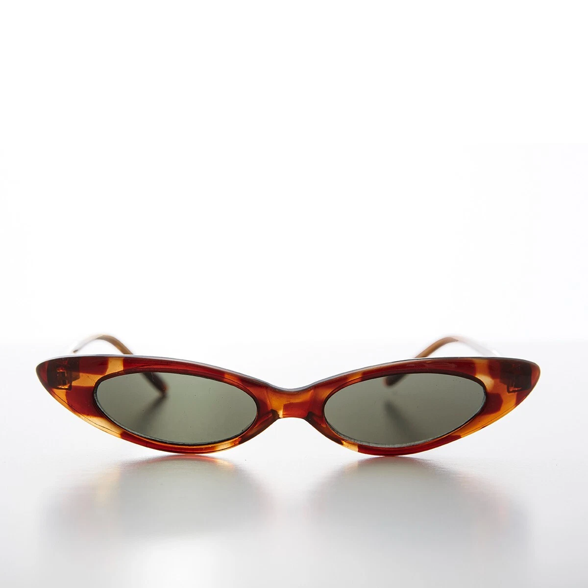 Occhiali da sole a forma di occhio di gatto con lenti verdi, Roccobarocco vintage anni '90, vestibilità piccola 130 mm, montatura tartarugata dorata, occhiali da sole da donna piccoli NOS - Italia