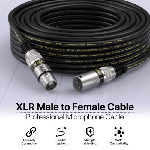 XLR Cable 50 Ft 2 Pack Balanced DMX Cable 3 Pin Male to Female Microphone Cab... - Picture 2 of 7