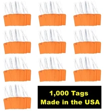 1000 pcs of 4 3/4" x 2 3/8" Size 5 Orange Cardstock Hang Tag Tags with Wire 13Pt