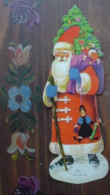 Oblate alt Weihnachtsmann Nikolaus rot St Claus SCRAPS ROHRHIRSCH STUTTGART 21c 