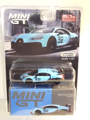 MINI GT #487 - BLUE GRAND PRIX - BUGATTI CHIRON PUR SPORT - USA EXCLUSIVE