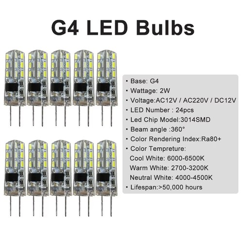 30X G4 Led GlüHbirnen 24leds Kronleuchter 3014smd 2W WeißE GlüHbirne Lichter - Bild 2 von 13