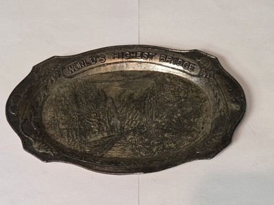 Occupied Japan Worlds Highest  Bridge Metal Souvenir Tray   ENCO Style 2T 388