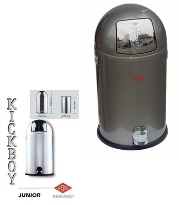 Wesco Kickboy JUNIOR design Mülleimer 22 Liter Neusilber  der pushboy mit kick