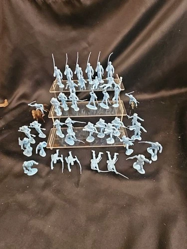 VTG MARX BLUE AND GRAY PLAYSET LOT OF 39 UNION SOLDIERS 2 HORSES 54mm CIVIL WAR