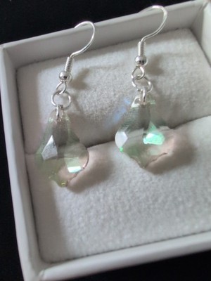 Sterling 925 Handcrafted Hand Cut Austrian Silver Quartz Earrings Fleur De Lis
