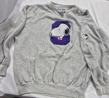 Vintage Snoopy Peanuts Crewneck Sweatshirt Toon Time Shirt Gray Lrg