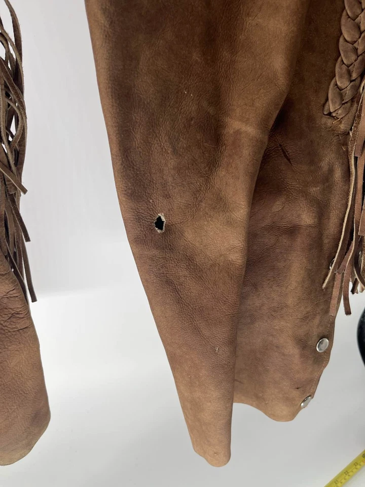 Gorras de cuero de gamuza occidental vaquero equitación flecos marrón ajustable Foto 2 de 4