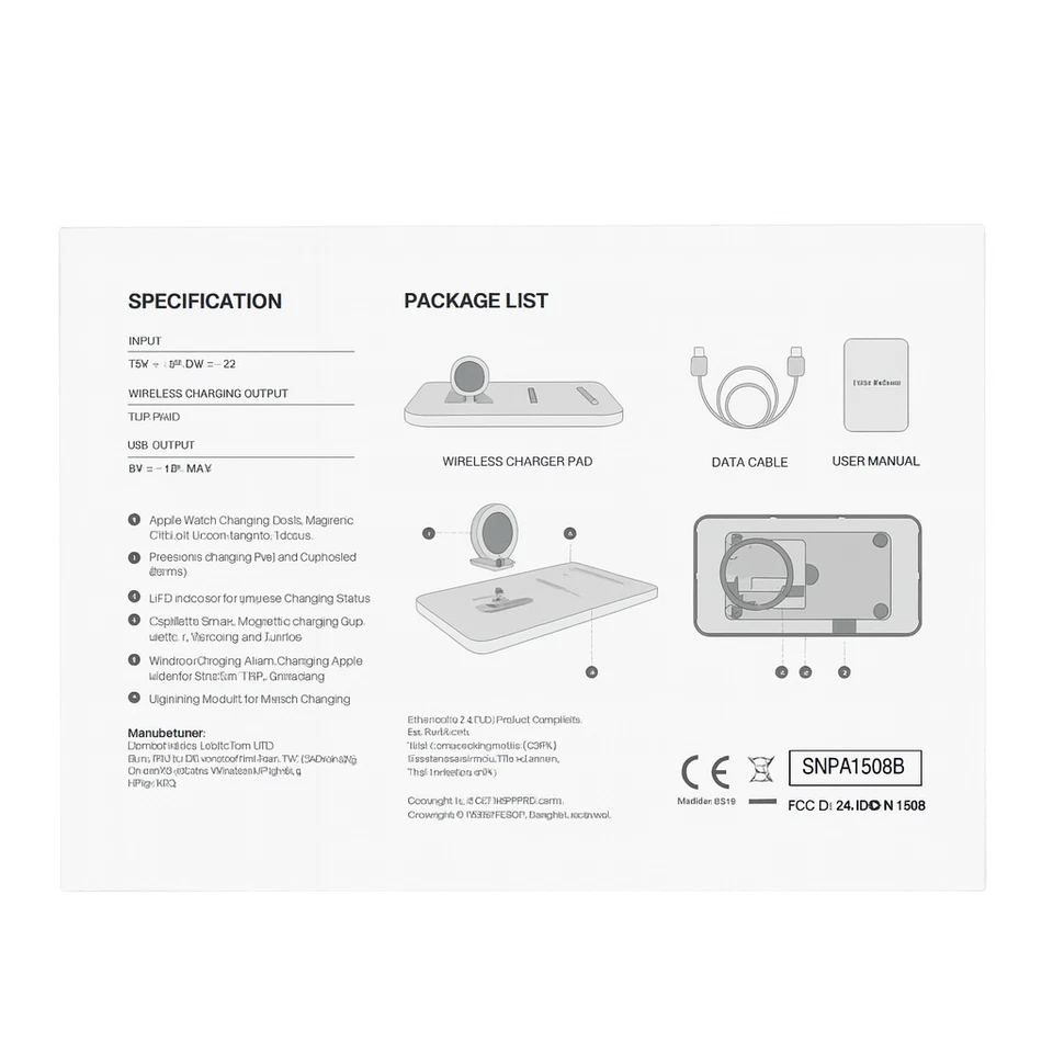 Seneo 2 en 1 Doble Almohadilla de Carga Inalámbrica Soporte Base de Reloj para iPhone iWatch Foto 3 de 3