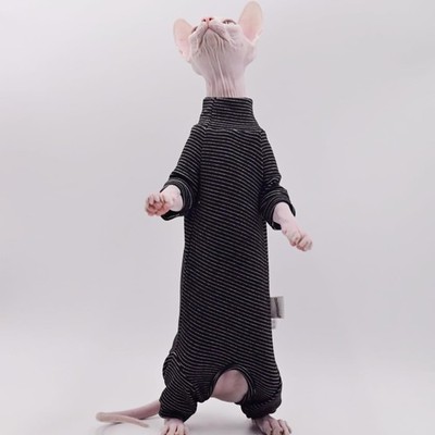 Hairless Cat Clothes Four-Legged Velvet Warm Autumn and Winter Medium, BLACK 