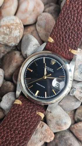 Vintage Rolex Oysterdate 6694 Black Dial Men's Hand-Winding Watch 1969