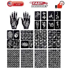 281PCS Semi Permanent Tattoo, 12 Sheets Henna Women Tattoo Stencil Temporary ...