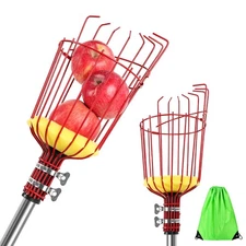 Fruit Picker Polel with Basket, 5.5 Ft Apple Picker with Adjustable Stainless...