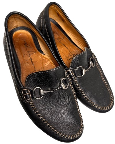 Martin Dingman schwarz Leder Horsebit Halbschuhe Slipper Schuhe Herren Gr. 8 M altes Geld - Bild 10 von 17