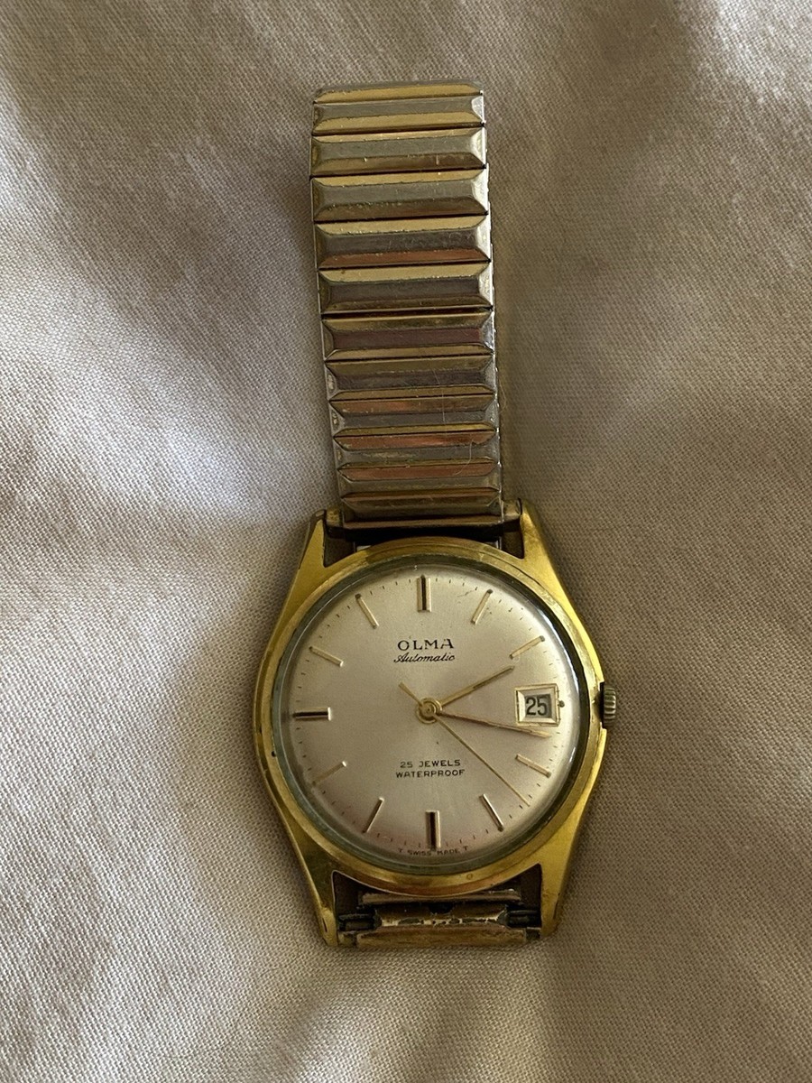 Rare Vintage Olma Automatic 25 Jewels Waterproof Swiss Made