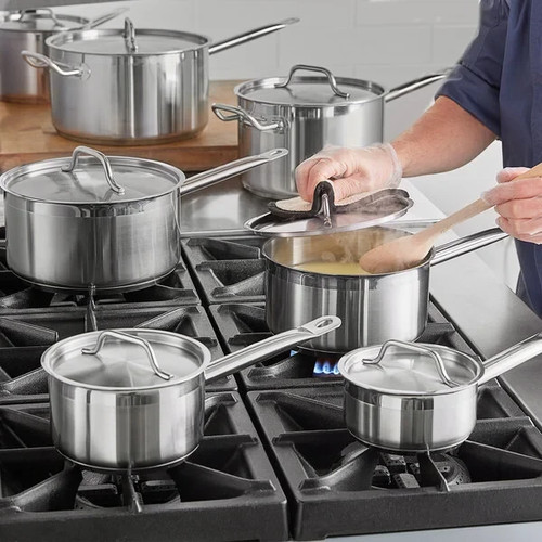 Vigor SS1 4 Qt Stainless Steel Sauce Pan w/ Lid, Aluminum-Clad Bottom, NSF - Picture 4 of 4