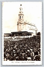 Vintage Fátima Portugal Pilgrimage Day Basilica RPPC Postcard 1955