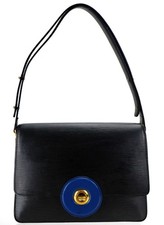 Authentic LOUIS VUITTON Black Epi Leather FRIEDLAND Sholder Bag France Excellent