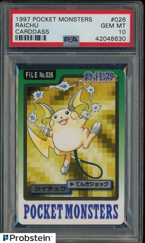 1997 POCKET MONSTERS CARDDASS #026 RAICHU CARDDASS PSA 10 GEM MINT POP 47