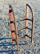 19th c. Antique Primitive Wood Child's Sled Frame Metal Runners 33" x 16"