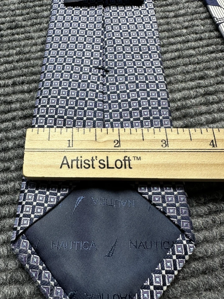 Nautica 领带 3 件装男式均码蓝色 100% 真丝格子几何花卉连衣裙 — 第 3/4 张图片