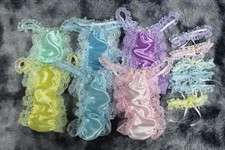  A197 2XL/ElasticW.24-44" Handmade 6PCS Satin Thong Bikini Panties  Leg bands