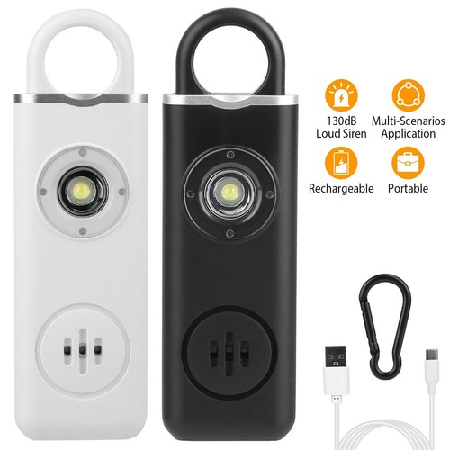 Safety Alarm LED Flashlight Emergency Self Defense Loud Siren Black/ White - Picture 8 of 19