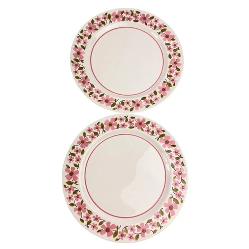 Mikasa Mediterrania Petals Dinner Plates Set Of 2 Pink Flowers Retro 10 5/8"