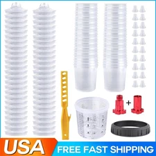 50Packs PPS CUPS Disposable Paint Spray Gun Cup Liners and Lid System 600ml/20Oz
