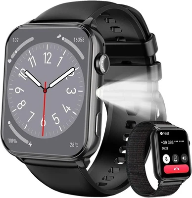 Smartwatch Damen Herren mit Telefonfunktion Armbanduhr für iPhone Samsung Huawei - Bild 1 von 4