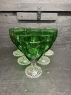 6 MCM Vintage Anchor Hocking Emerald Green Bubble Footed Wine/Water Goblets