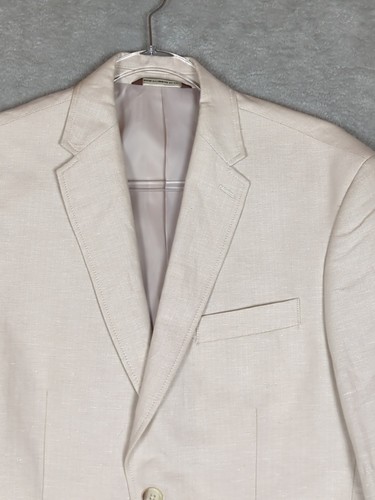Perry Ellis Men's size 40 Reg Linen Cotton Blend Blazer Natural Color NWT - Picture 3 of 15