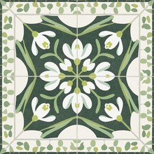 10PCS 12x12 Inch Green Snowdrop Botanical Pattern Floor Tiles Peel and Stick ...
