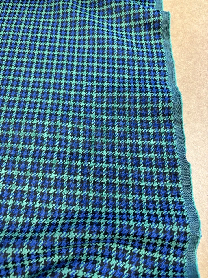 5 Metres Blue & Green Check Acrylic & Viscose Deadstock Fabric. (Reduced Price) - Image 3 of 4