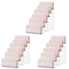 3Pcs Acrylic 6-Tier Purse Organizer Stand, Clear Handbag Display Rack, Jewelr...