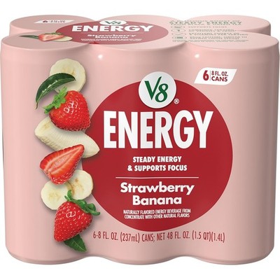 Power Up with +ENERGY Strawberry Banana - 6 Pack, Delicious Natural Energy
