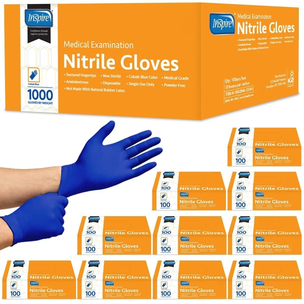 Inspire Nitrile Exam Gloves | The Original Quality Stretch XL, Blue