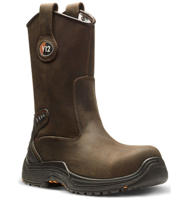 V12 Tigris leichte braune Leder S3 Sicherheitskappe Zehenpartie Rigger Arbeitsstiefel Größe