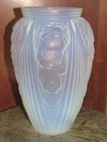 07J40 GRAND VASE EN VERRE OPALESCENT SIGNE MULLER FRERES LUNEVILLE ART DECO 1930 - Picture 5 of 7