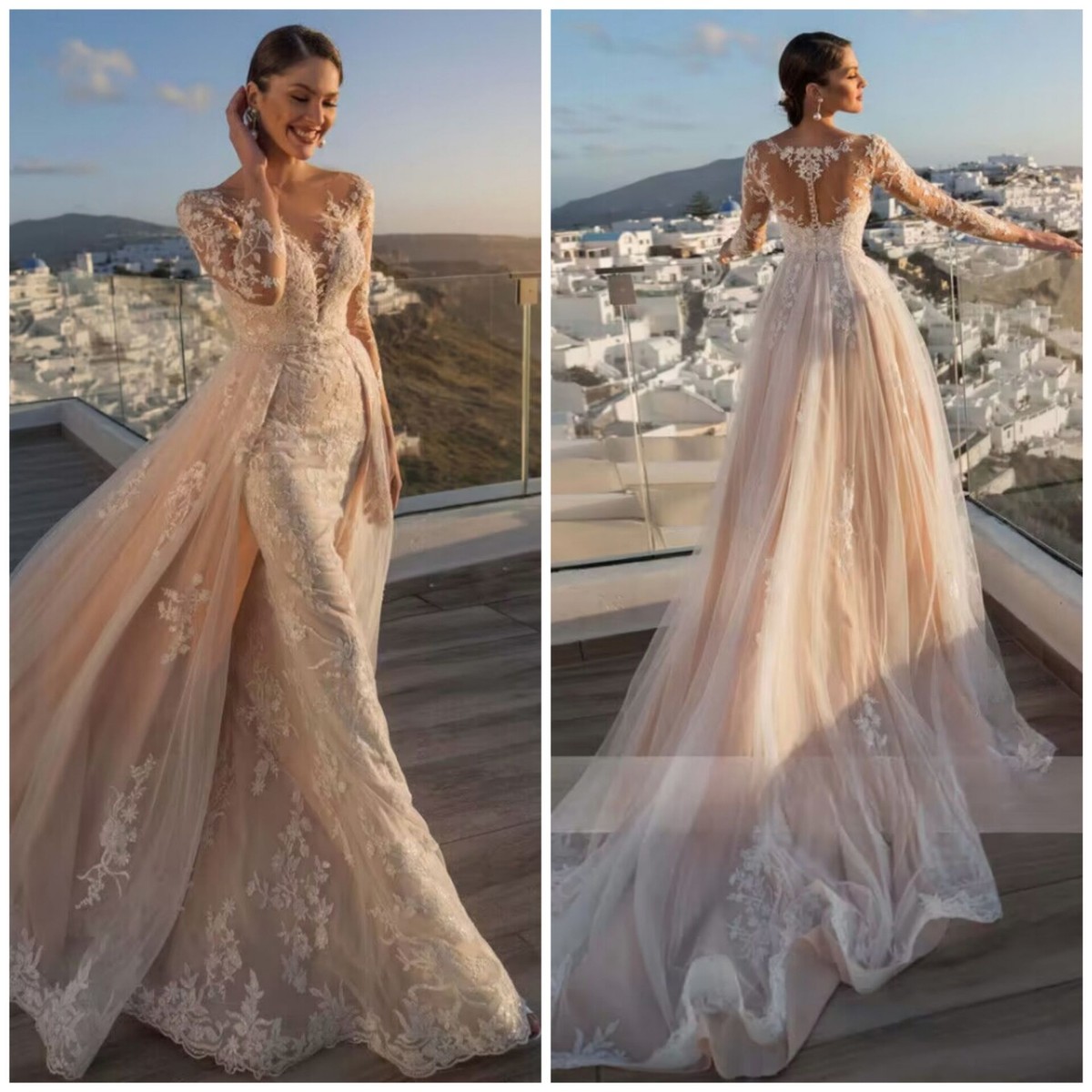 Luxury Mermaid Wedding Dresses Detachable Train Long Sleeves Lace Bridal Gowns | eBay Luxury Mermaid Wedding Dresses Detachable Train Long Sleeves Lace Bridal Gowns | eBay