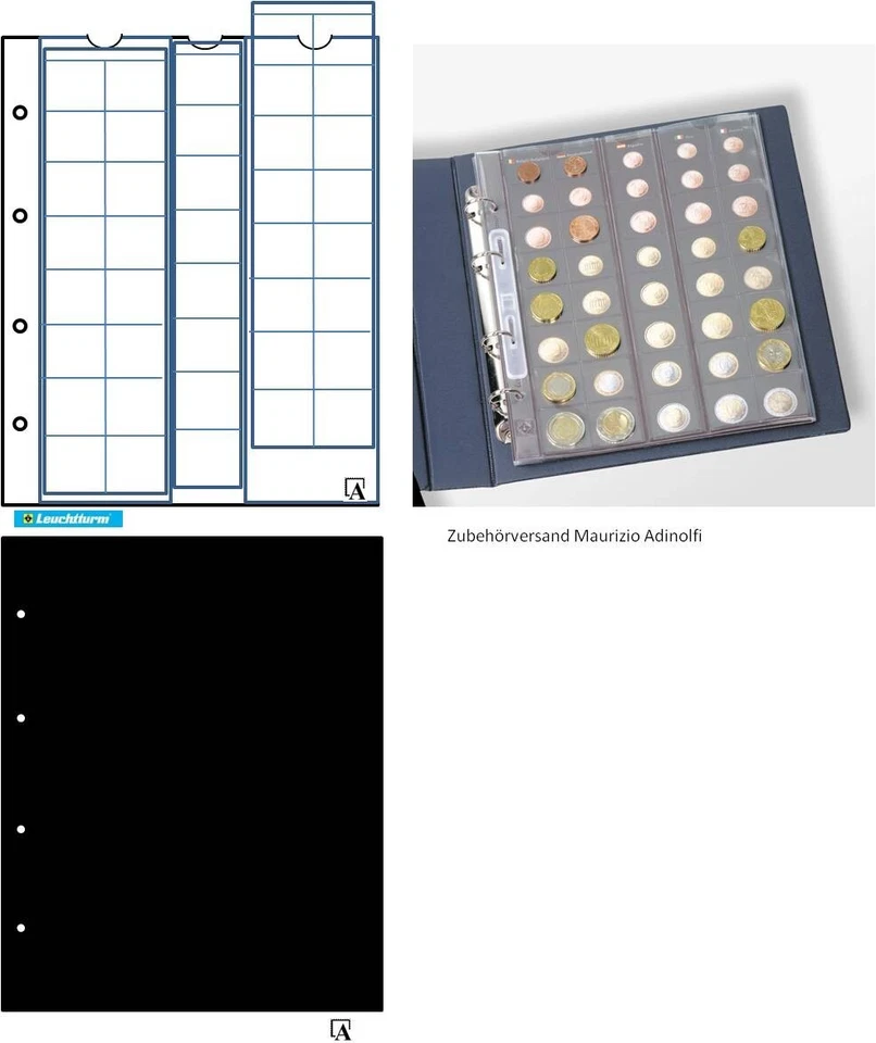 Leuchtturm Optima Folienhüllen Euro-KMS Kursmünzensätze und/oder Vordruckblätter